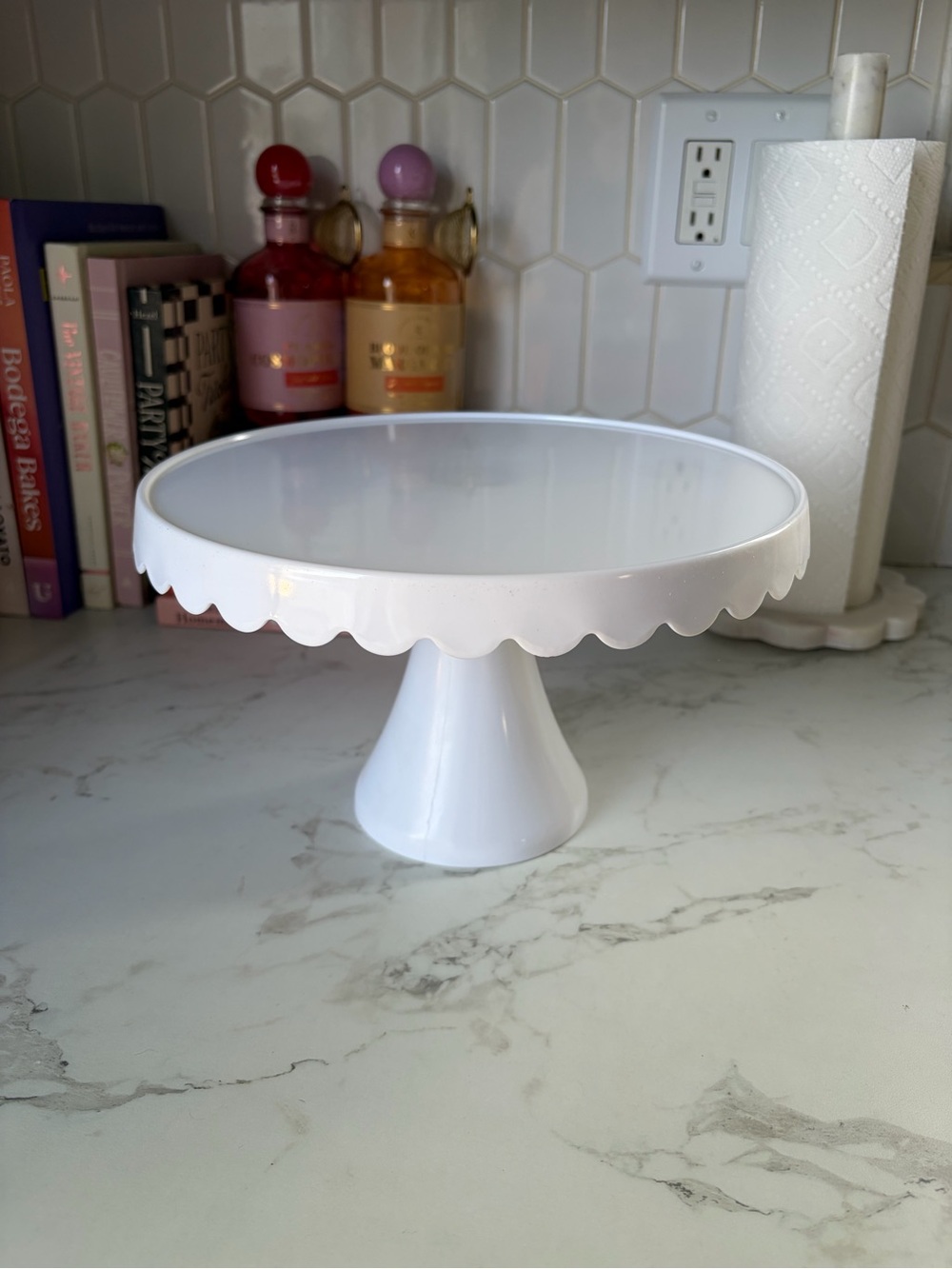 White Scalloped Edge Cake Stand - Home Dining